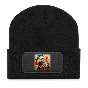 Adlerkopf Kunstspray Explosion - Recycelte Patch Beanie - Schwarz - Vorne