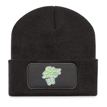 Stay True – Soft Pastel Retro - Recycled Patch Beanie - dark grey - Front