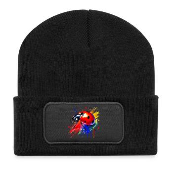 Marienkäfer - Recycelte Patch Beanie - Schwarz - Vorne