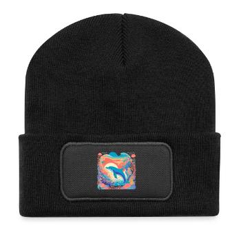 Underwater Rainbow Dolphin - Recycled Patch Beanie - black - Front