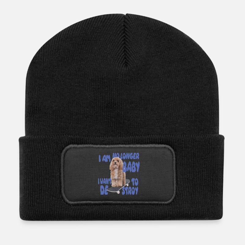 Skater Dog Meme – No Longer Baby - Recycelte Patch Beanie - Schwarz