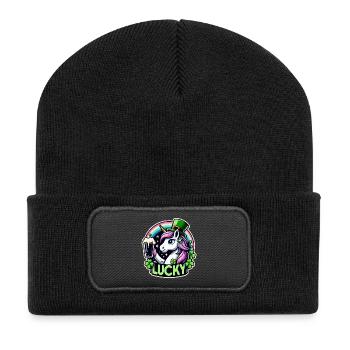 Saint-Patrick Leprechaun Licorne Heureux - Beanie recyclé à patch - noir - Devant