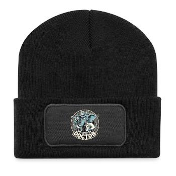 Smartass Doctor Elephant Funny Gift - Recycled Patch Beanie - black - Front