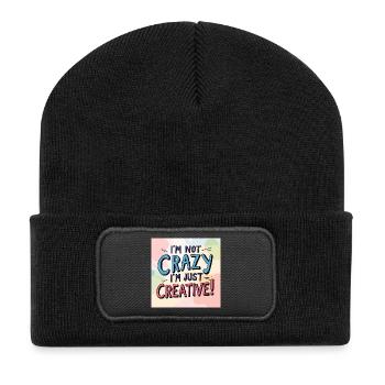Ich bin nicht verrückt ich bin nur kreativ - Recycelte Patch Beanie - Schwarz - Vorne