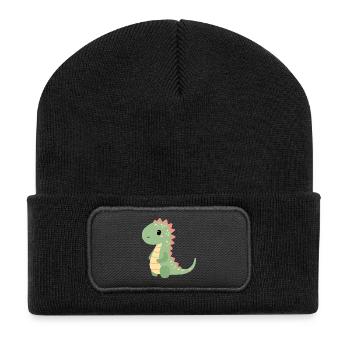 Colorful Dino Children's Motif - Recycled Patch Beanie - black - Front