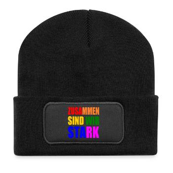 zusammen sind wir stark - Recycelte Patch Beanie - Schwarz - Vorne