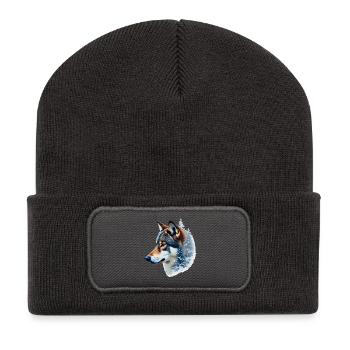 Snow Wolf: Wild and Winter Fusion - Recycled Patch Beanie - dark grey - Front