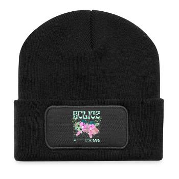 Solice – Botanical Tranquility - Recycled Patch Beanie - black - Front