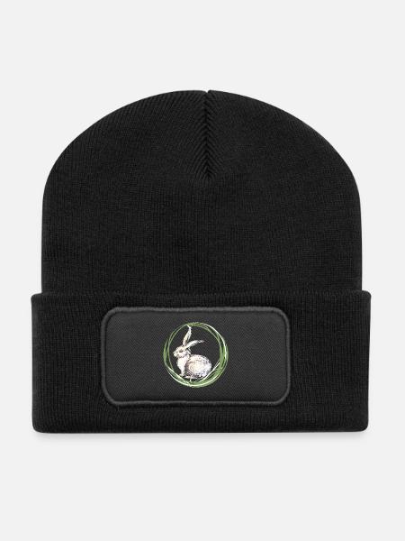Motif lapin - Beanie recyclé à patch - noir