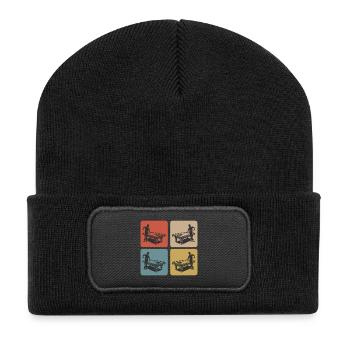 Vintage Billard Spieler - Recycelte Patch Beanie - Schwarz - Vorne