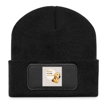 Golden Retriever - Qu’est-ce qui ne va pas chez vous - Beanie recyclé à patch - noir - Devant