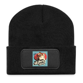 Funny Pomeranian Dog - Do You Think I Am Cute? - Recycled Patch Beanie - black - Front