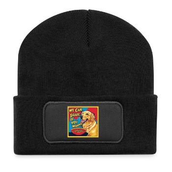 Golden Retriever - We Can Share If You Want - Recycelte Patch Beanie - Schwarz - Vorne