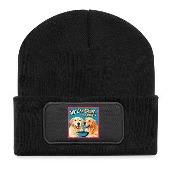 Comic Dogs - We Can Share If You Want - Recycelte Patch Beanie - Schwarz - Vorne
