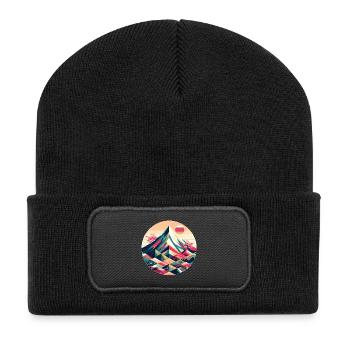 Geometric Mount Fuji - Recycled Patch Beanie - black - Front