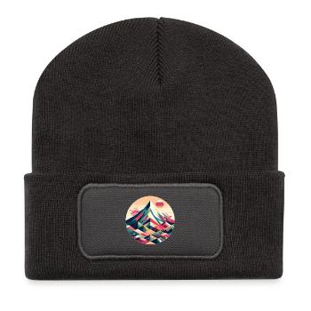 Geometric Mount Fuji - Recycled Patch Beanie - dark grey - Front