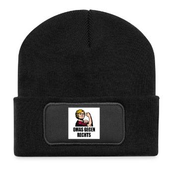 Omas gegen rechts - Recycelte Patch Beanie - Schwarz - Vorne
