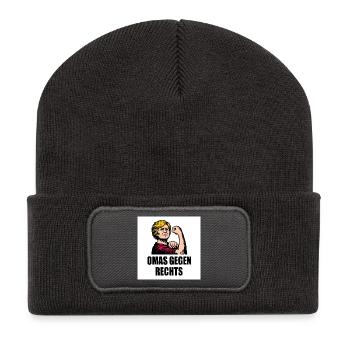 Omas gegen rechts - Recycelte Patch Beanie - Dunkelgrau - Vorne