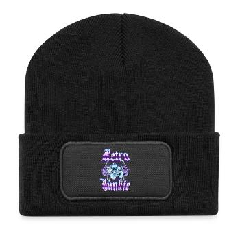 Retro Junkie – Style floral gothique des années 90 - Beanie recyclé à patch - noir - Devant