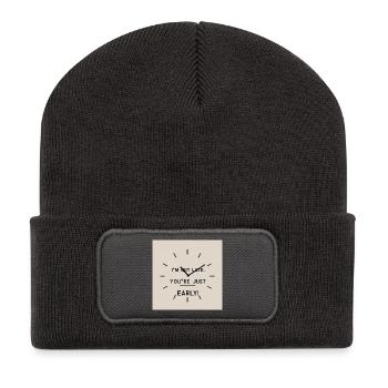 Ich bin nicht zu spät - Du bist einfach zu früh - Recycelte Patch Beanie - Dunkelgrau - Vorne