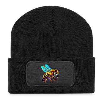 Biene - Recycelte Patch Beanie - Schwarz - Vorne