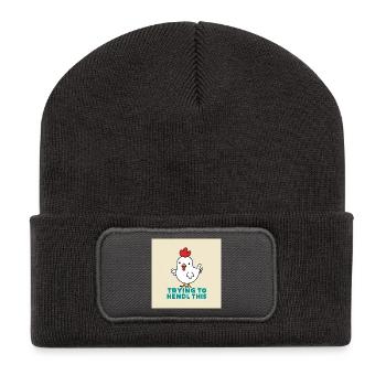 Poulet « Essayer de faire ça » - Beanie recyclé à patch - charbon - Devant
