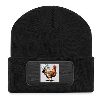 Chicken "Trying to hendl this" - Recycled Patch Beanie - black - Front
