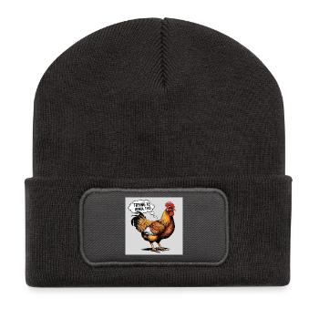 Poulet « Essayer de faire ça » - Beanie recyclé à patch - charbon - Devant