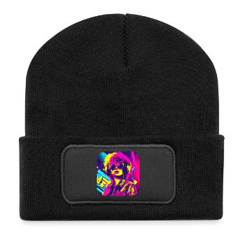 Star de la radio rétro des années 80 - Beanie recyclé à patch - noir - Devant