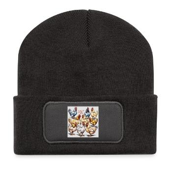 Ballet de poulet : Troupe de poulets polyphoniques - Beanie recyclé à patch - charbon - Devant