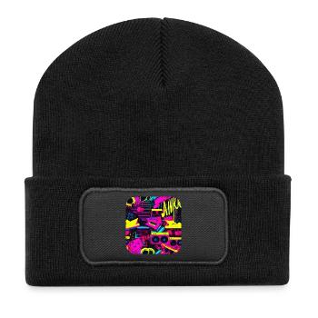 80s lifestyle oldschool pop - Recycelte Patch Beanie - Schwarz - Vorne