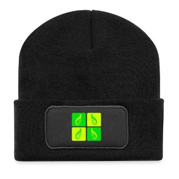 Eleganter Fasanenvogel – Natur trifft Kunst - Recycelte Patch Beanie - Schwarz - Vorne