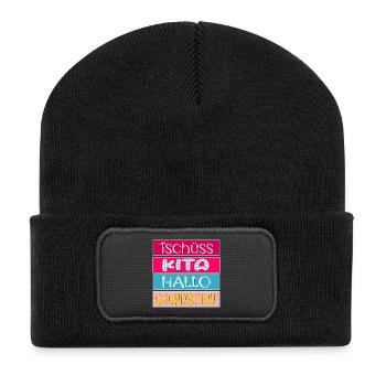KITA ABGÄNGER SCHULANFANG EINSCHULUNG GRUNDSCHULE - Recycelte Patch Beanie - Schwarz - Vorne