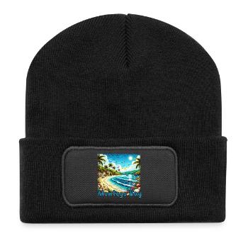Montego Bay Jamaica Beach Palmiers Vacances Grunge - Beanie recyclé à patch - noir - Devant