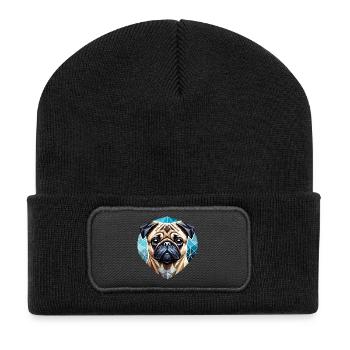 Visage de carlin Géométrie Art - Beanie recyclé à patch - noir - Devant