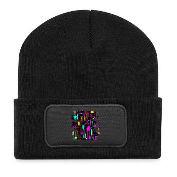 Neon Farben Bunt Kreativ Style Glow - Recycelte Patch Beanie - Schwarz - Vorne