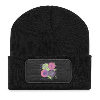 Floral Vision Statement - Recycelte Patch Beanie - Schwarz - Vorne