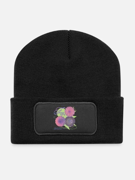Floral Vision Statement - Recycelte Patch Beanie - Schwarz