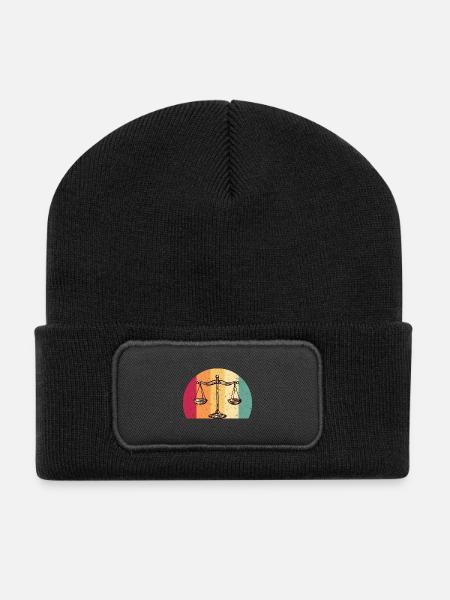 Anwalt Jurist Jura Waage Der Gerechtigkeit Vintage - Recycelte Patch Beanie - Schwarz
