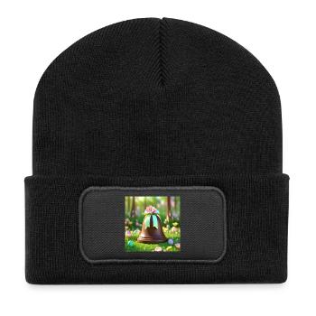 Ostern, Frohe Ostern, Frohe Ostern - Recycelte Patch Beanie - Schwarz - Vorne