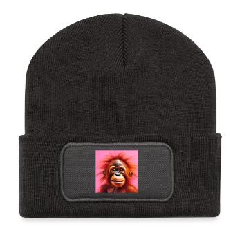 orang outan, primate, singe - Beanie recyclé à patch - charbon - Devant