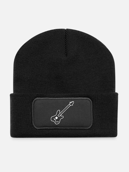E-Gitarre Gitrarre Musik Rock - Recycelte Patch Beanie - Schwarz