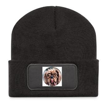 Hässlicher Hund Rundausschnitt - Recycelte Patch Beanie - Dunkelgrau - Vorne