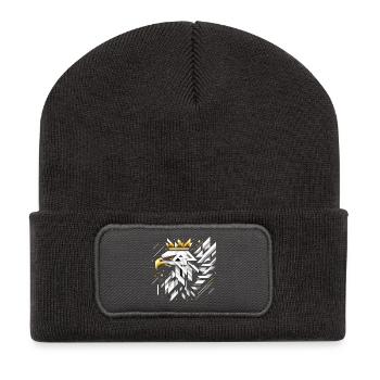 Poland White Eagle Flag Flag Geometry Gift - Recycled Patch Beanie - dark grey - Front