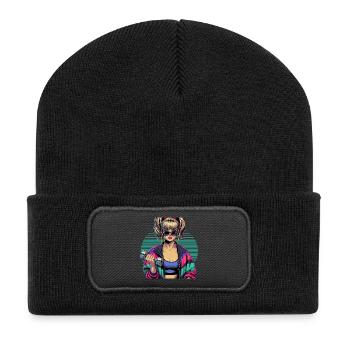 Fitness starke Frau Gym 90er Jahre Geschenk - Recycelte Patch Beanie - Schwarz - Vorne