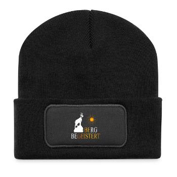 Bergbegeistert 1 - Recycelte Patch Beanie - Schwarz - Vorne