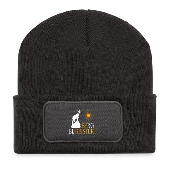Bergbegeistert 1 - Recycelte Patch Beanie - Dunkelgrau - Vorne