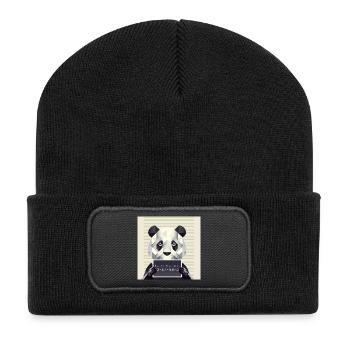 Panda Mugshot – Pris avec des animaux ! - Beanie recyclé à patch - noir - Devant