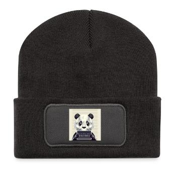 Panda Mugshot – Tierisch erwischt! - Recycelte Patch Beanie - Dunkelgrau - Vorne