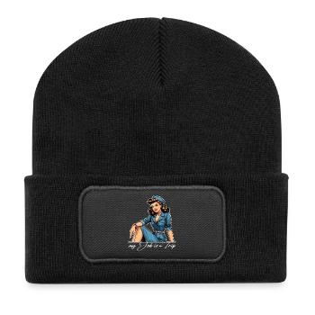 Pin Up Rétro Hôtesse de l’air Profession Cadeau de voyage - Beanie recyclé à patch - noir - Devant